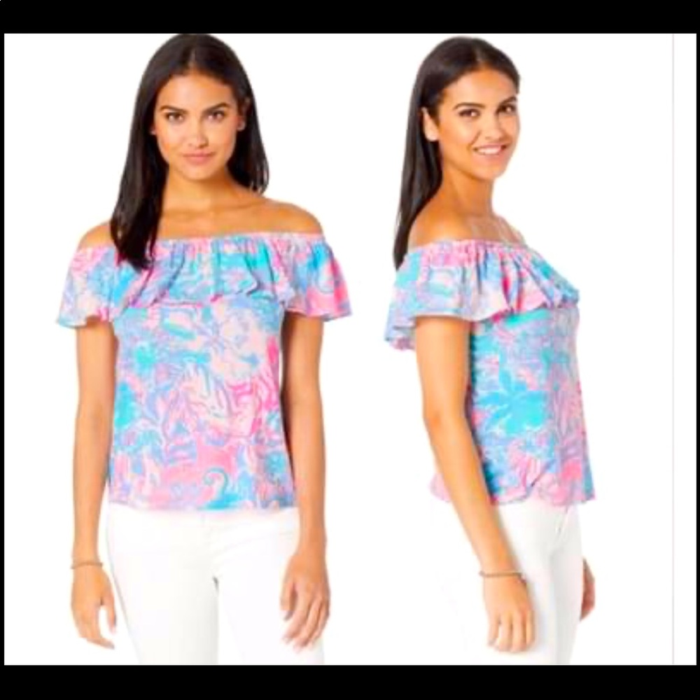 NWT Lily Pulitzer La Fortuna top (Blue Peri Viva la Lily)